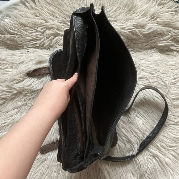 Johnny Farah Large Black Leather Unisex Convertible Briefcase Travel Bag EUC - Picture 6 of 9